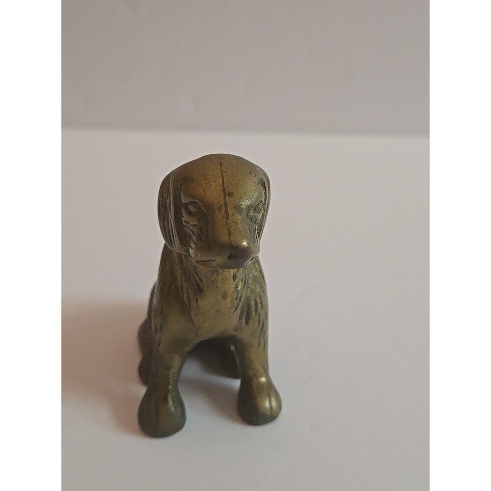 Vintage Solid Brass Dog Figure Paperweight Figurine Paperweight Signed By Action - Picture 2 of 10